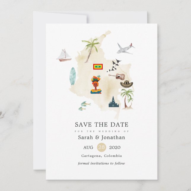 Carte de Columbia Cartagena Destination Wedding (Devant)