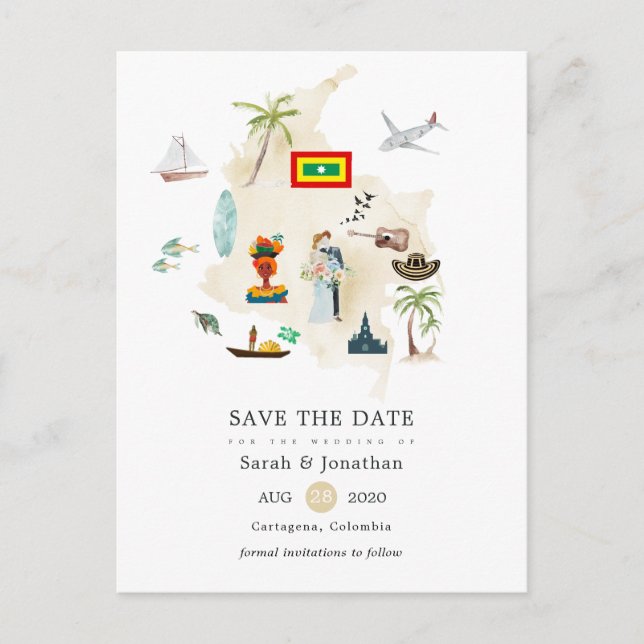 Carte de Columbia Cartagena Destination Wedding (Devant)