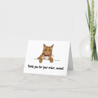 Carte de commande de Merci plié d'un chat-gingembr