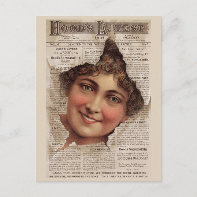 Carte de commerce 1884 Poudre de dents de hood (Devant)