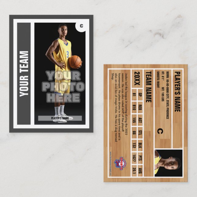 Carte de commerce de basket-ball personnalisée - g (Devant / Derrière)