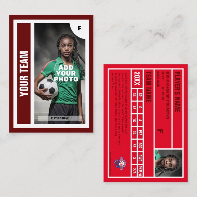Carte de commerce de football (rouge foncé) - Ajou (Devant / Derrière)
