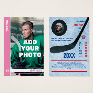 Carte de commerce de hockey en bande rose - Statis