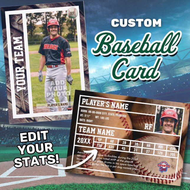 Carte de commerce du joueur de baseball Souvenir (Edit your personal baseball stats to customize your own baseball trading card!)