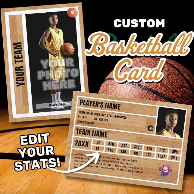 Carte de commerce du joueur de basket-ball Souveni (Edit your personal basketball stats to customize your own basketball trading card.)