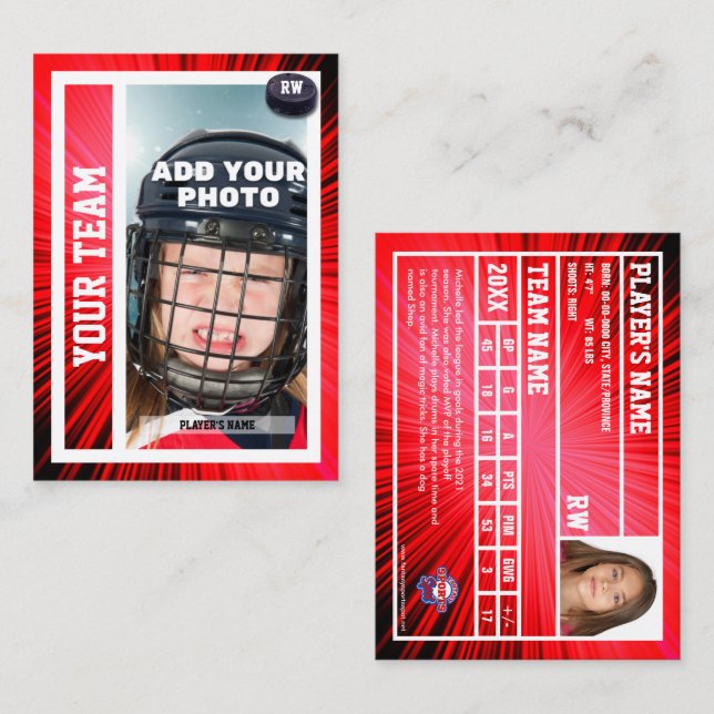 Carte de commerce du joueur de hockey Souvenir | R (Devant / Derrière)