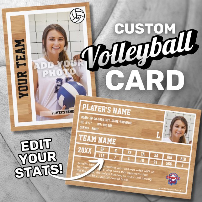 Carte de commerce du joueur de volleyball Souvenir (Custom volleyball player trading card.)