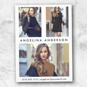 Carte de comp Photo Modèle Acteur 3 - Avant blanc