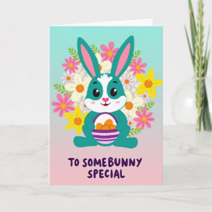 Carte de conception de panier floral de lapin