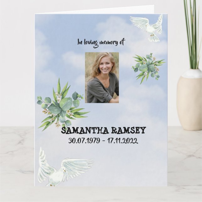 Carte de condoléances Ciel Bleu Moderne (Devant)