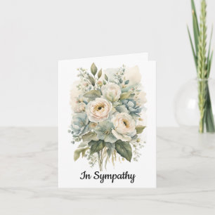 Carte de condoléances Crème et Fleurs Bleues
