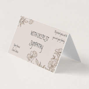 Carte de condoléances élégante à fleurs marron pli