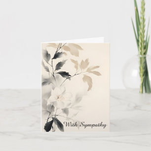 Carte de condoléances Fleur et Feuilles à l'encre