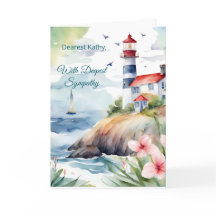 Carte de condoléances Phare à l'aquarelle Avec Pro