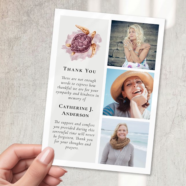 Carte de condoléances photo tortue 3 funérailles (Créateur téléchargé)