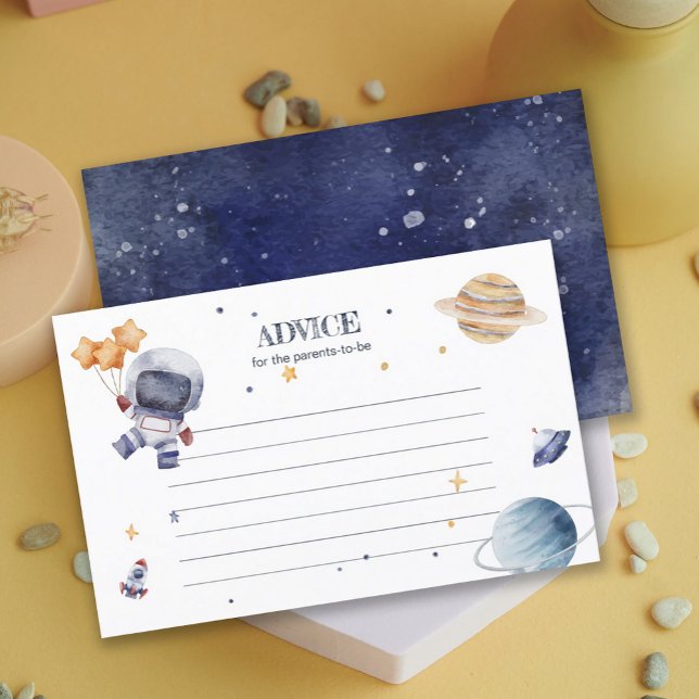 Carte de conseil Baby shower Astronaunt Rocketship (Astronaunt Rocketship Baby Shower Advice Card)
