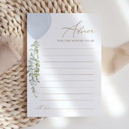 Carte de conseil Baby shower Bleu Balloon