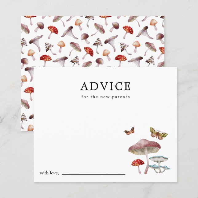 Carte de conseil Baby shower de champignons (Devant / Derrière)