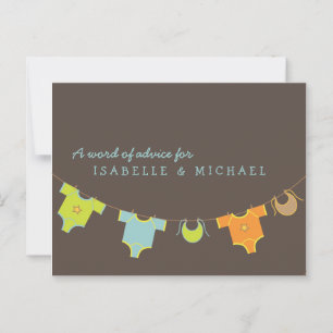 Carte de conseil Baby shower de ligne de vêtements