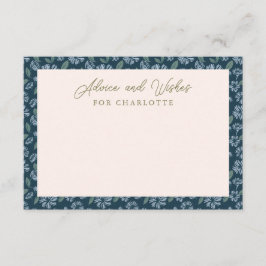 Carte de conseil Baby shower floral bleu marine