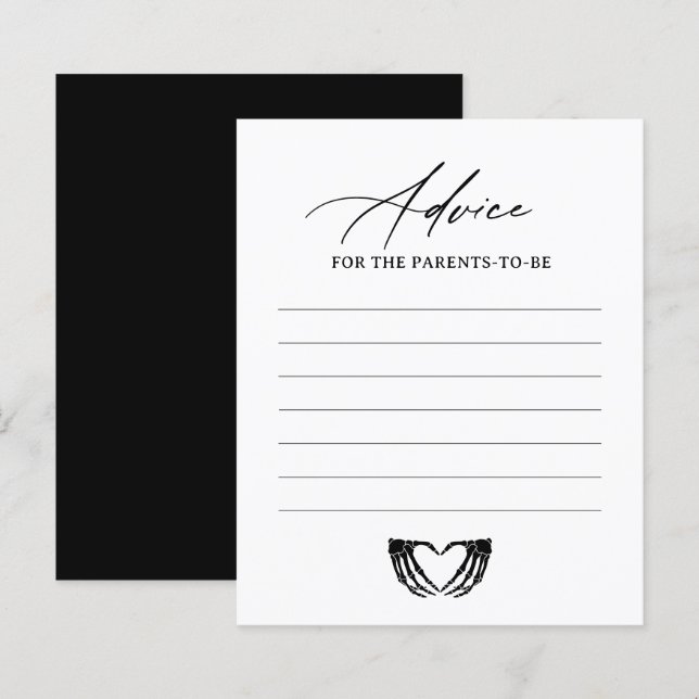 Carte de conseil Baby shower Halloween Skeleton (Devant / Derrière)