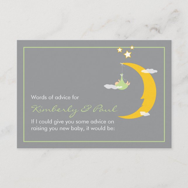 Carte de conseil baby shower Lune et étoiles (Devant)