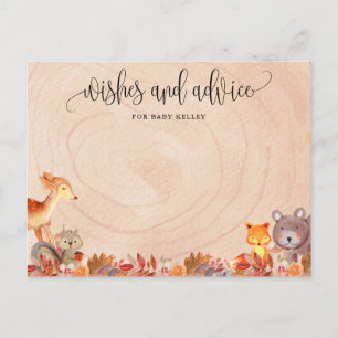 Carte de conseil Baby shower pour animaux de bois 