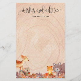 Carte de conseil Baby shower pour animaux de bois