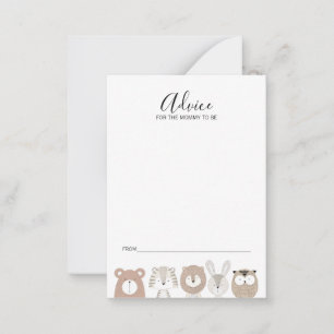 Carte de conseil Baby shower pour les animaux sauv