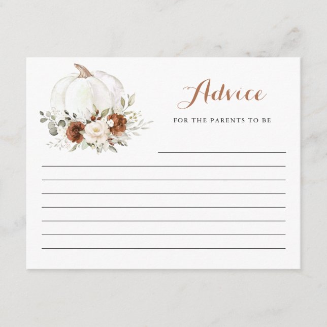 Carte de conseil Citrouille de crème rouille Flora (Devant)