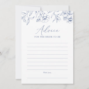 Carte de conseil de Fête des mariées Floral bleu
