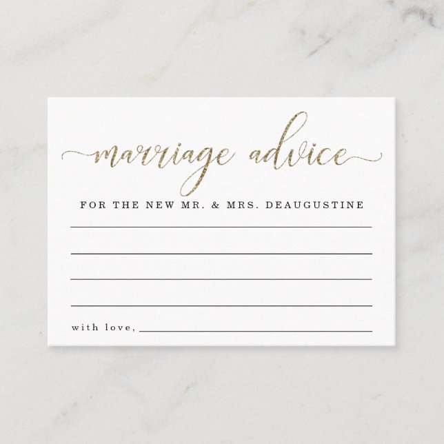 Carte de conseil de mariage personnalisée - Partie (Devant)