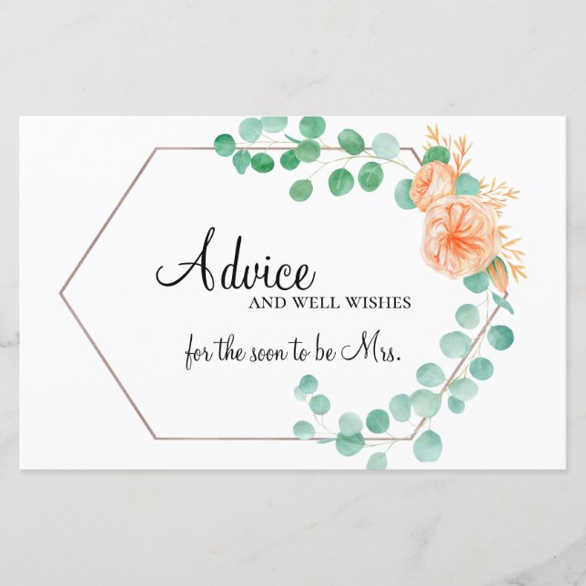 Carte de conseil de mariée à la pêche verte Eucaly (Devant)
