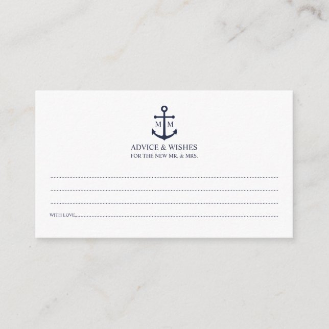 Carte de conseil des Mariages d'Ancre bleu marine (Devant)