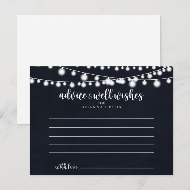 Carte de conseil du Mariage Rustic String Lights (Devant / Derrière)