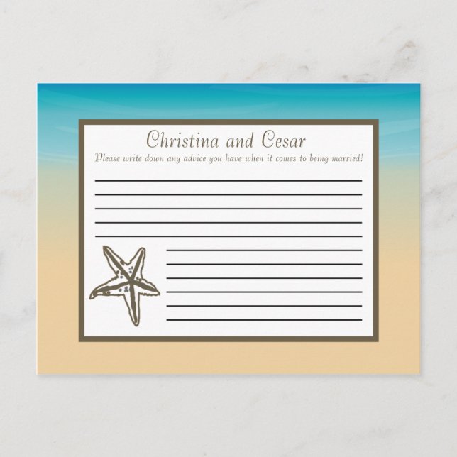 Carte de conseil écrit Ocean Beach Shore Seashells (Devant)