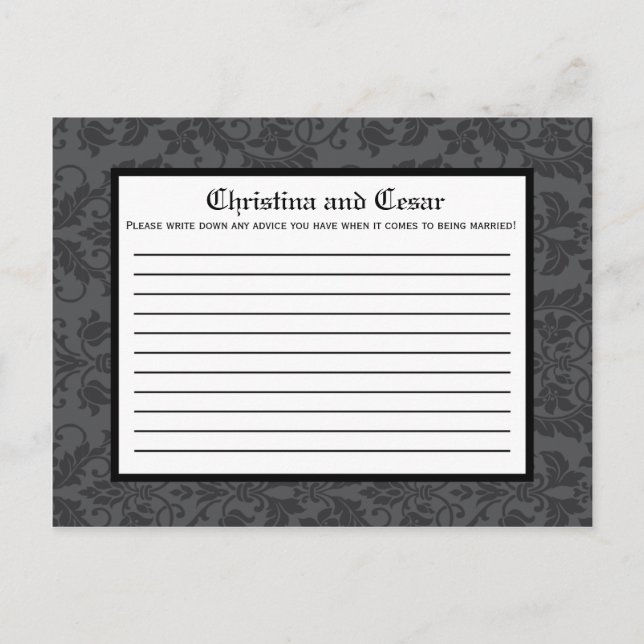 Carte de conseil écrite Black Grey Formal Gothic P (Devant)