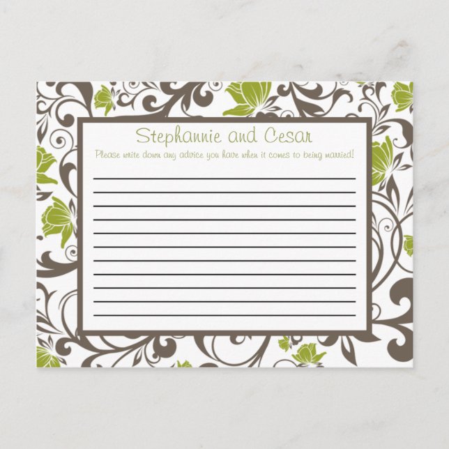 Carte de conseil écrite Green Floral avec succursa (Devant)