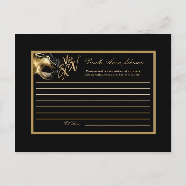 Carte de conseil écrite MIS XV Gold Black (Devant)