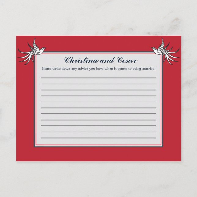 Carte de conseil écrite White Dove Red Blue BG Rib (Devant)
