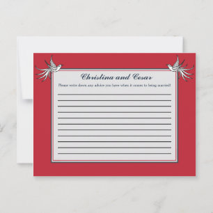 Carte de conseil écrite White Dove Red Blue BG Rib