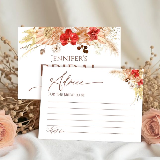 Carte de conseil en Fête des mariées Florale Boho  (Créateur téléchargé)