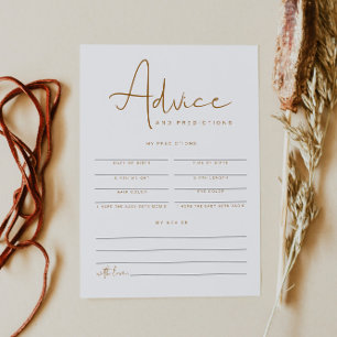 Carte de conseil et de prédictions du Baby shower 