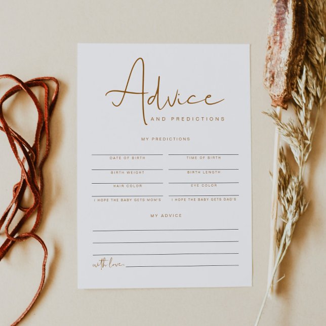 Carte de conseil et de prédictions du Baby shower  (Créateur téléchargé)