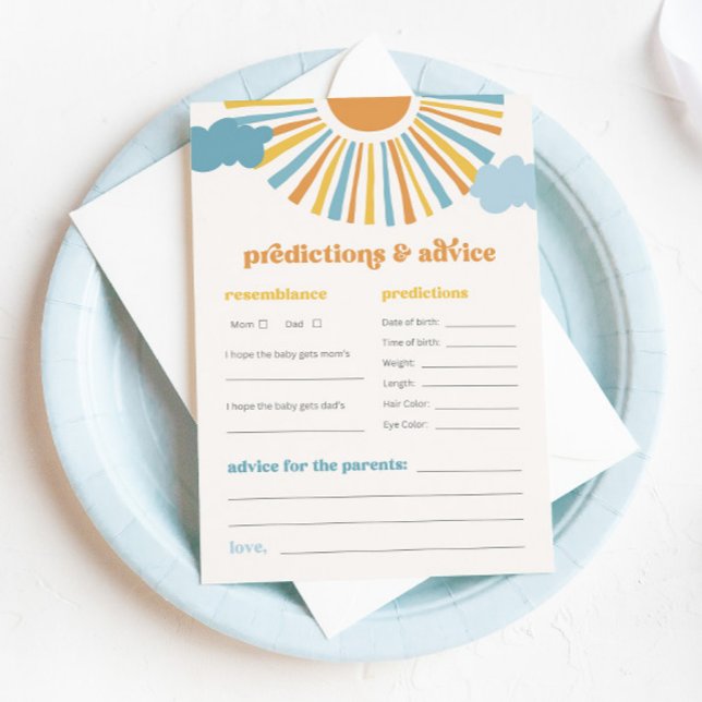 Carte de conseil et de prévision Sun Baby shower (Créateur téléchargé)