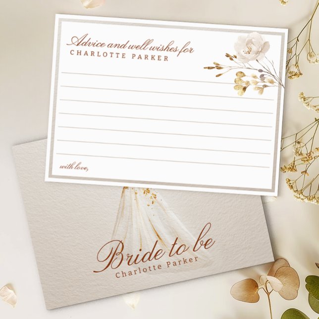 Carte de conseil et de souhaits de Fête des mariée (Bridal Shower Keepsake Activity)
