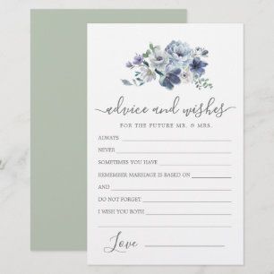Carte de conseil et de souhaits Floral Dusty Blue