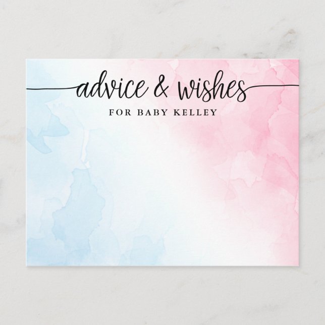 Carte de conseil et de souhaits pour bébé rose et  (Devant)