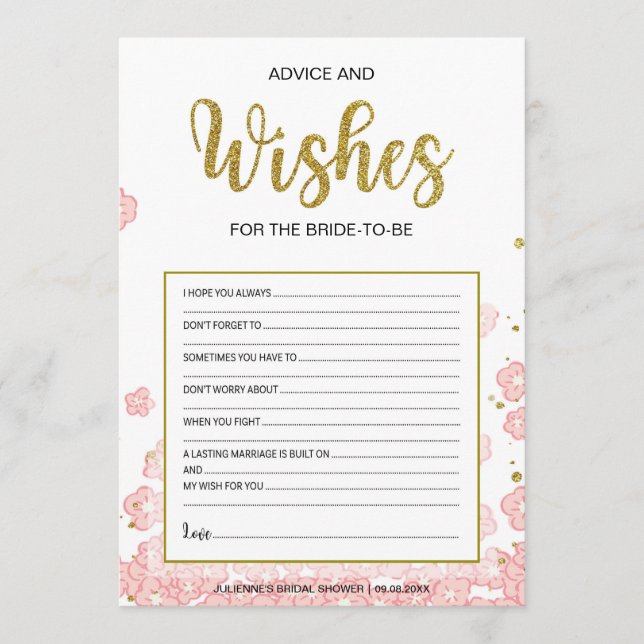 Carte de conseil et de voeux pour Fête des mariées (Devant)