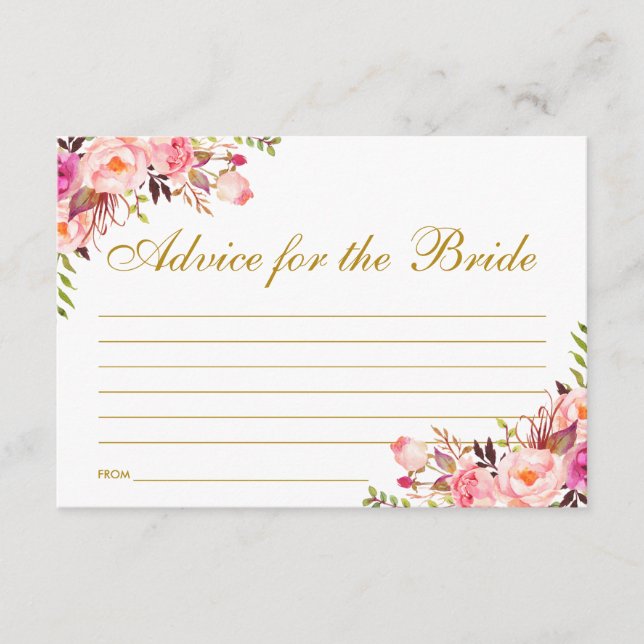Carte de conseil Floral Pink Blush Gold Fête des m (Devant)